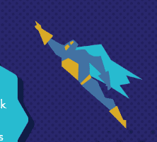 Isometric superhero flying into the air