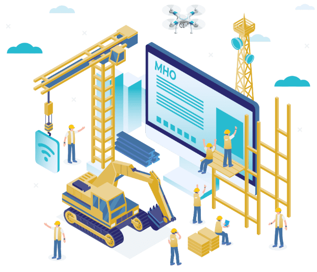 Isometric image of a construction site