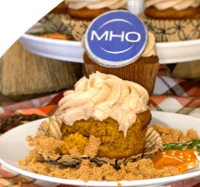 Cupcake with MHO logo on top