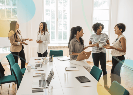 A group of woman meeting in an office