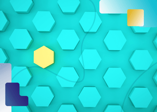 Several light blue hexagons and one yellow hexagon