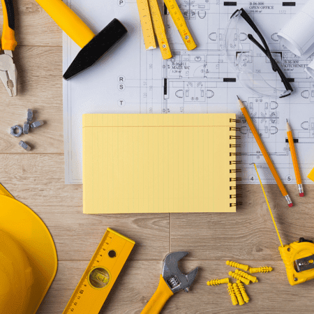 Top view of a construction work bench