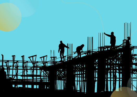 silhouette of a construction site