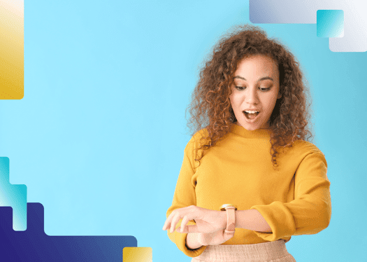 A woman checking the time on her watch