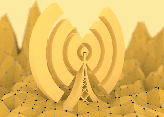Tower in mountains with signals broadcasting