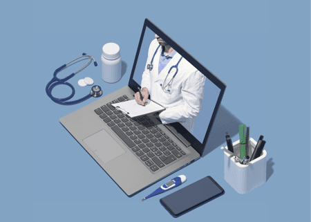 Isometric image of a desk layout