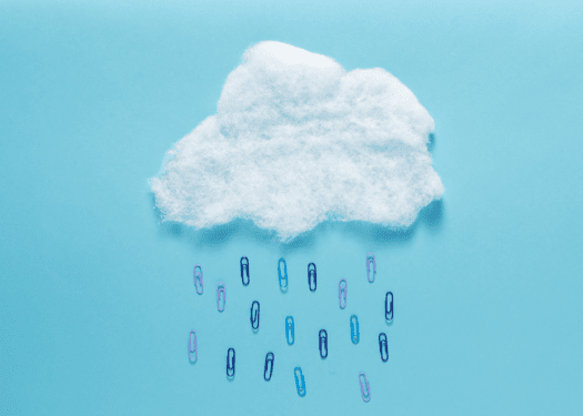 Cotton cloud raining paperclips