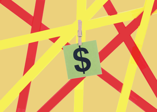 ribbon strips with a money symbol in the center
